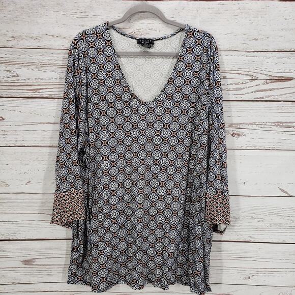 Grace The Perfect Fit Women's Multicolor Soft Stretch 3/4 Sleeve Top Size 3X - Picture 1 of 12